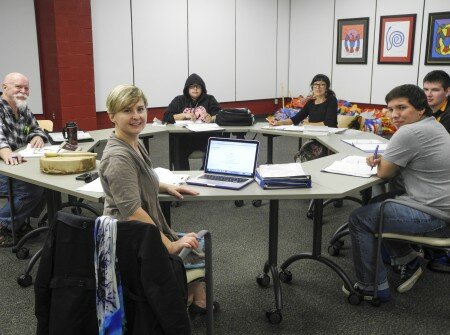 2015-10-15 MarciaEDIT Dr. Marcia Ostashewski working with her team at CBU. (photo courtesy of CBU)